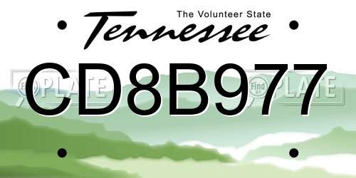 CD8B977 Tennessee License Plate