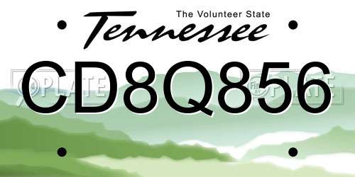 CD8Q856 Tennessee License Plate