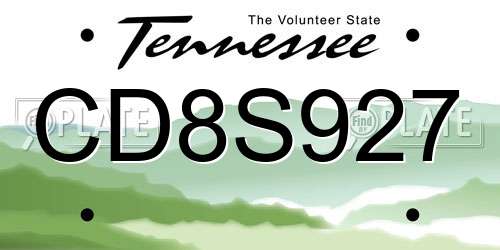 CD8S927 Tennessee License Plate
