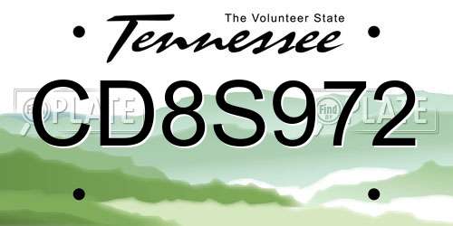 CD8S972 Tennessee License Plate