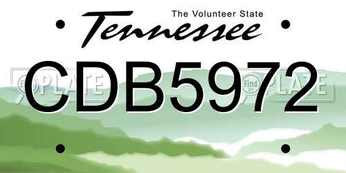 CDB5972 Tennessee License Plate