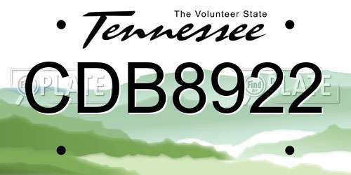 CDB8922 Tennessee License Plate