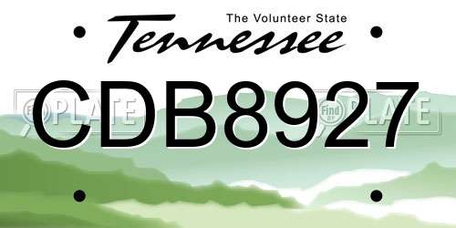 CDB8927 Tennessee License Plate