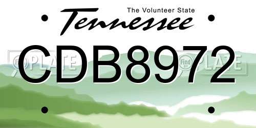 CDB8972 Tennessee License Plate