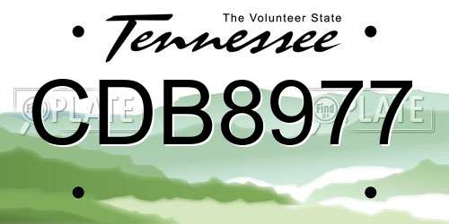 CDB8977 Tennessee License Plate