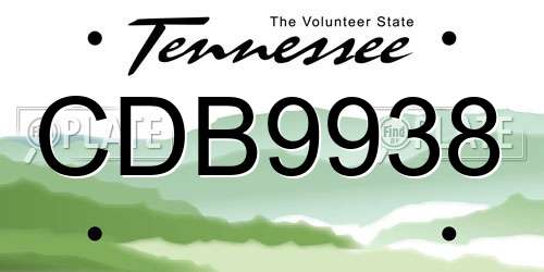 CDB9938 Tennessee License Plate