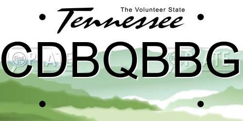 CDBQBBG Tennessee License Plate