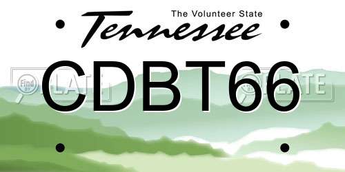 CDBT66 Tennessee License Plate