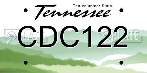 CDC122 Tennessee License Plate