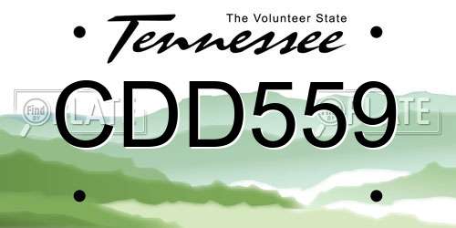 CDD559 Tennessee License Plate