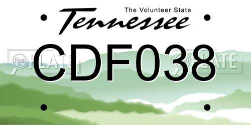 CDF038 Tennessee License Plate