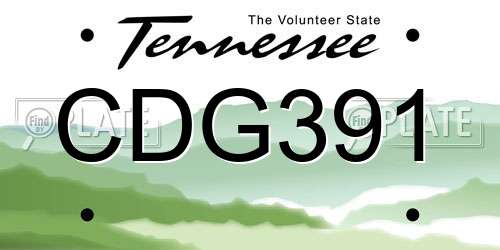 CDG391 Tennessee License Plate