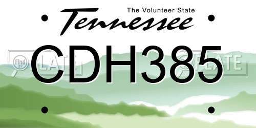 CDH385 Tennessee License Plate