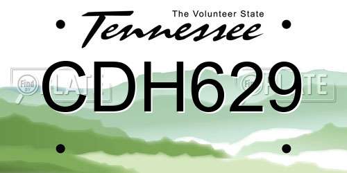 CDH629 Tennessee License Plate