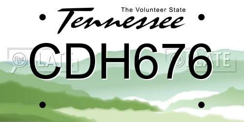 CDH676 Tennessee License Plate