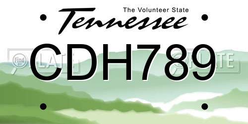 CDH789 Tennessee License Plate