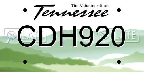 CDH920 Tennessee License Plate