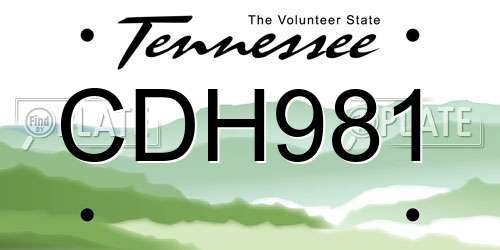 CDH981 Tennessee License Plate