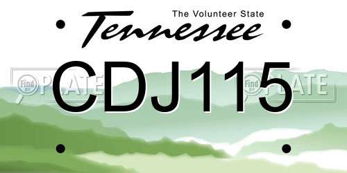 CDJ115 Tennessee License Plate