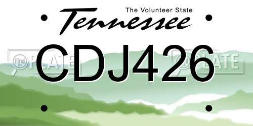 CDJ426 Tennessee License Plate