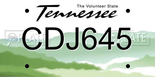 CDJ645 Tennessee License Plate