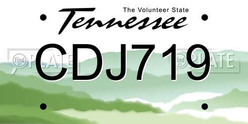 CDJ719 Tennessee License Plate