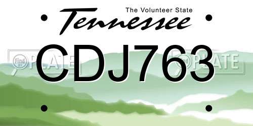 CDJ763 Tennessee License Plate