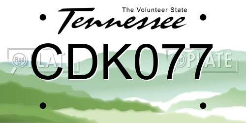 CDK077 Tennessee License Plate