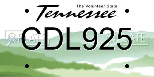 CDL925 Tennessee License Plate