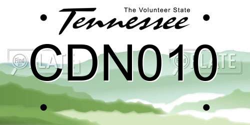 CDN010 Tennessee License Plate