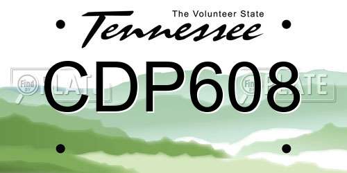 CDP608 Tennessee License Plate