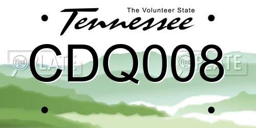 CDQ008 Tennessee License Plate