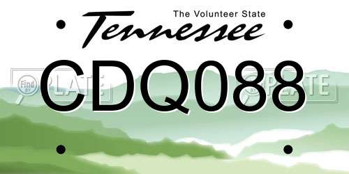 CDQ088 Tennessee License Plate