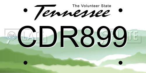 CDR899 Tennessee License Plate
