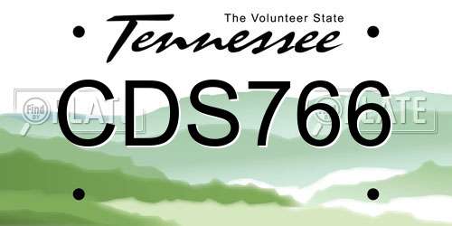 CDS766 Tennessee License Plate