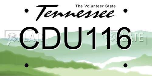 CDU116 Tennessee License Plate