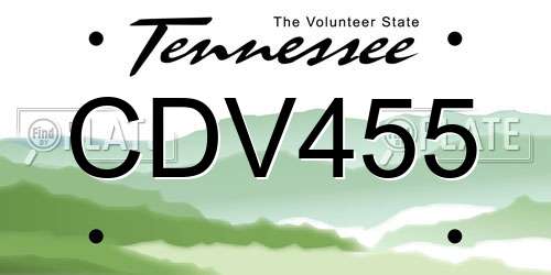CDV455 Tennessee License Plate