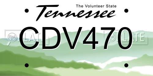 CDV470 Tennessee License Plate