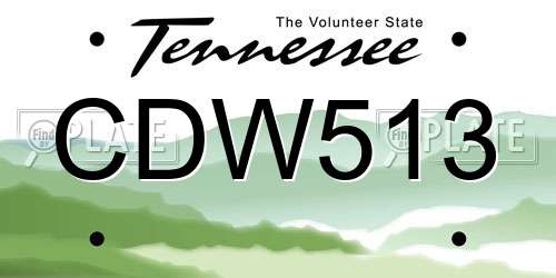 CDW513 Tennessee License Plate