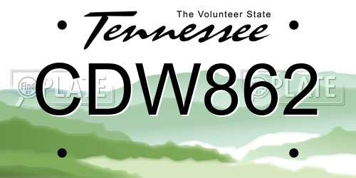 CDW862 Tennessee License Plate