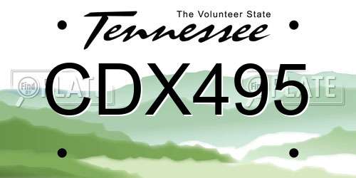 CDX495 Tennessee License Plate