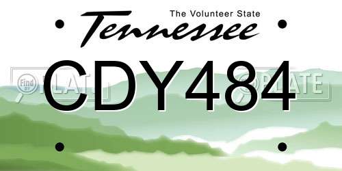 CDY484 Tennessee License Plate