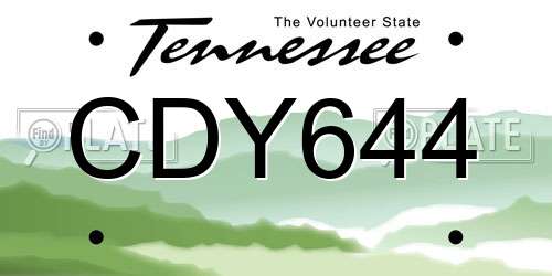 CDY644 Tennessee License Plate