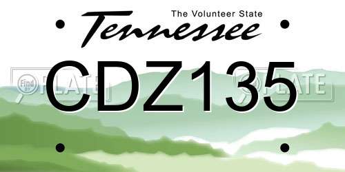 CDZ135 Tennessee License Plate
