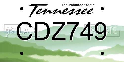 CDZ749 Tennessee License Plate