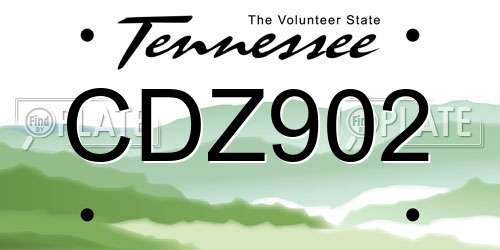 CDZ902 Tennessee License Plate
