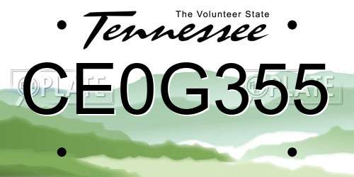 CE0G355 Tennessee License Plate