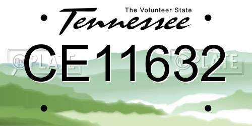 CE11632 Tennessee License Plate