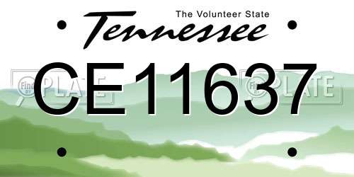 CE11637 Tennessee License Plate