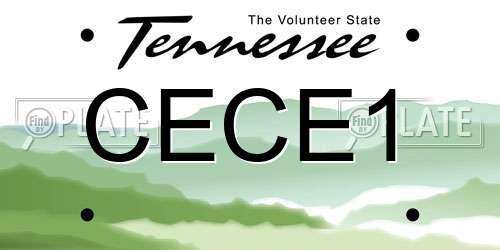 CECE1 Tennessee License Plate